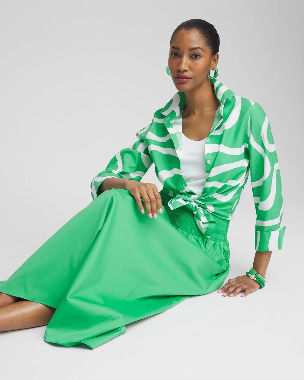 ワンピース PAROSH Women Mid Skirts LOCAD550734 022 Green Angxiwan Midi Dresses for Women 2024 Polka Dot Square Neck